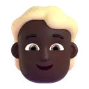 Person: blond hair: dark skin tone 3D animated emoji
