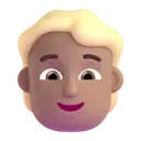 Person: blond hair: medium skin tone 3D animated emoji