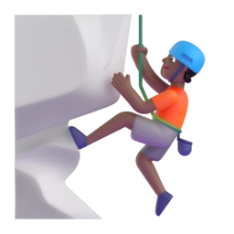 Person climbing: medium-dark skin tone animated emoji