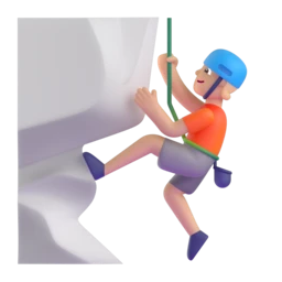 Person climbing: medium-light skin tone animated emoji