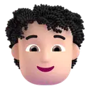 Person: curly hair: light skin tone 3D animated emoji