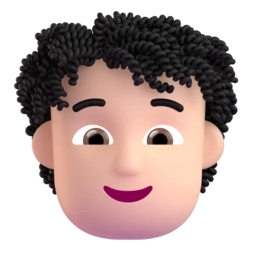 Person: curly hair: light skin tone animated emoji