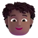 Person: curly hair: medium-dark skin tone 3D animated emoji