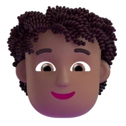 Person: curly hair: medium-dark skin tone animated emoji
