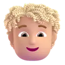 Person: curly hair: medium-light skin tone 3D animated emoji