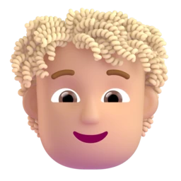 Person: curly hair: medium-light skin tone animated emoji