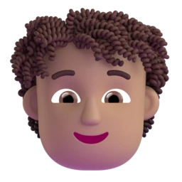 Person: curly hair: medium skin tone animated emoji