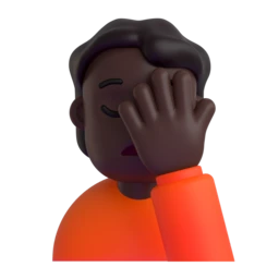 Person facepalming: dark skin tone animated emoji