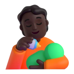 Person feeding baby: dark skin tone animated emoji