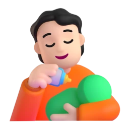 Person feeding baby: light skin tone animated emoji