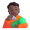 Person feeding baby: medium-dark skin tone 3D animated emoji