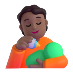 Person feeding baby: medium-dark skin tone animated emoji