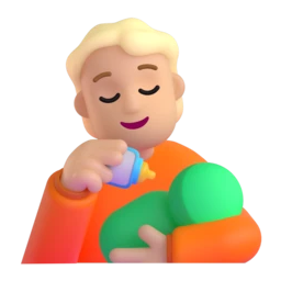 Person feeding baby: medium-light skin tone animated emoji