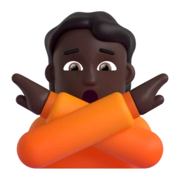 Person gesturing NO: dark skin tone animated emoji