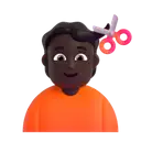 Person getting haircut: dark skin tone 3D animated emoji