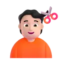 Person getting haircut: light skin tone 3D animated emoji