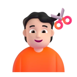 Person getting haircut: light skin tone animated emoji