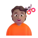 Person getting haircut: medium skin tone 3D animated emoji