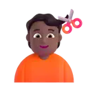 Person getting haircut: medium-dark skin tone 3D animated emoji