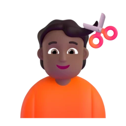 Person getting haircut: medium-dark skin tone animated emoji