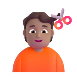 Person getting haircut: medium skin tone animated emoji