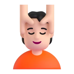 Person getting massage: light skin tone animated emoji