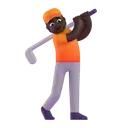 Person golfing: dark skin tone 3D animated emoji