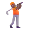 Person golfing: medium-dark skin tone 3D animated emoji