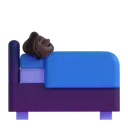 Person in bed: dark skin tone 3D animated emoji