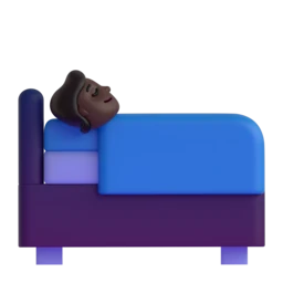 Person in bed: dark skin tone animated emoji