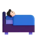 Person in bed: light skin tone 3D animated emoji