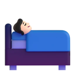 Person in bed: light skin tone animated emoji