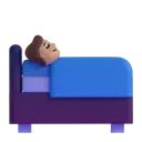 Person in bed: medium skin tone 3D animated emoji