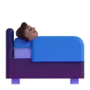 Person in bed: medium-dark skin tone 3D animated emoji