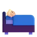 Person in bed: medium-light skin tone 3D animated emoji