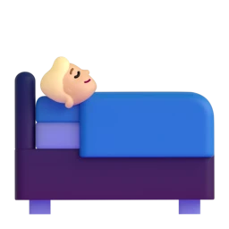 Person in bed: medium-light skin tone animated emoji