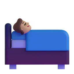Person in bed: medium skin tone animated emoji