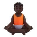 Person in lotus position: dark skin tone 3D animated emoji