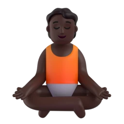 Person in lotus position: dark skin tone animated emoji