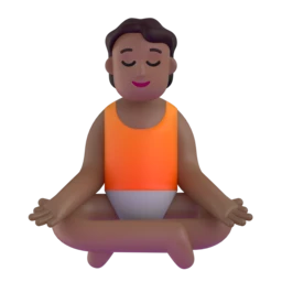 Person in lotus position: medium-dark skin tone animated emoji