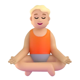 Person in lotus position: medium-light skin tone animated emoji