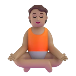 Person in lotus position: medium skin tone animated emoji