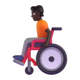 Person in manual wheelchair: dark skin tone animated emoji