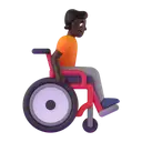 Person in manual wheelchair facing right: dark skin tone 3D animated emoji