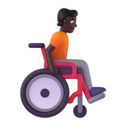 Person in manual wheelchair facing right: dark skin tone animated emoji