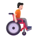 Person in manual wheelchair facing right: light skin tone 3D animated emoji