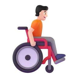 Person in manual wheelchair facing right: light skin tone animated emoji