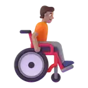 Person in manual wheelchair facing right: medium skin tone 3D animated emoji