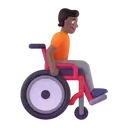 Person in manual wheelchair facing right: medium-dark skin tone 3D animated emoji