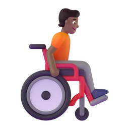 Person in manual wheelchair facing right: medium-dark skin tone animated emoji